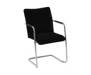 Vergaderstoel Alpha hoge rug zwart sledeframe